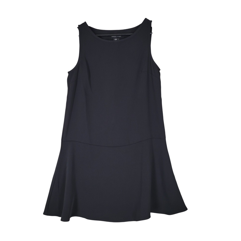 Adrienne Vittadini Dress Women XS Black Drop Waist Ruffle Hem Cutout Back